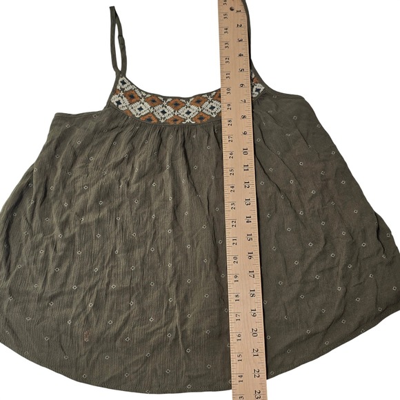 American Eagle Olive Green Embroidered Boho Cami Tank Top - Picture 9 of 9
